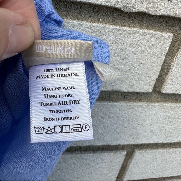 Crown Linen Designs Linen Shawl Pastel Baby Blue - Picture 6 of 6